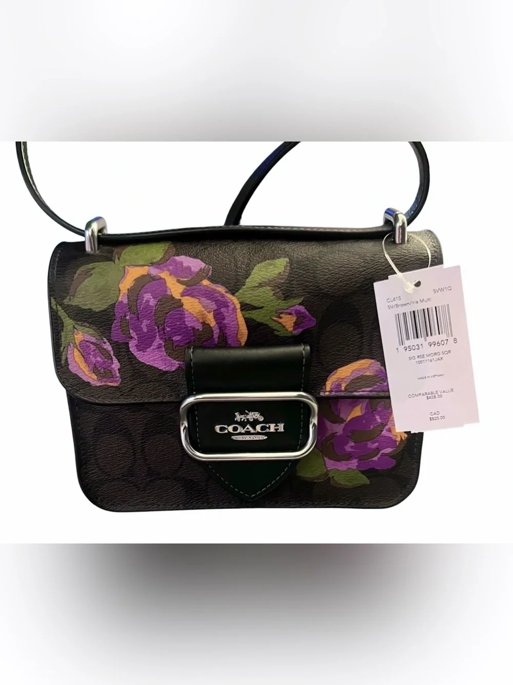 Coach Signature Rose Morgan Square Crossbody, NWT